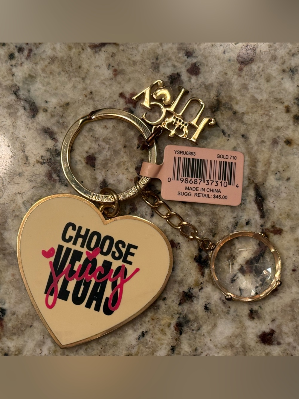 Juicy Couture Las Vegas Exclusive Choose Juicy Vegas Jewel Heart Keychain Rare